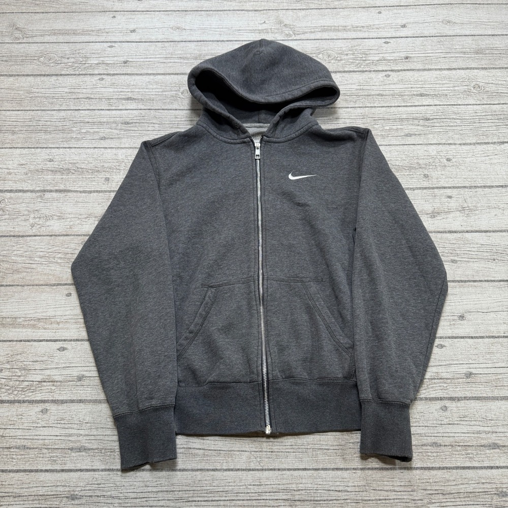 Nike Hoodie Men's Small Gray Zip Up Athletic Dept Fleece Lined Swoosh Sweatshirt